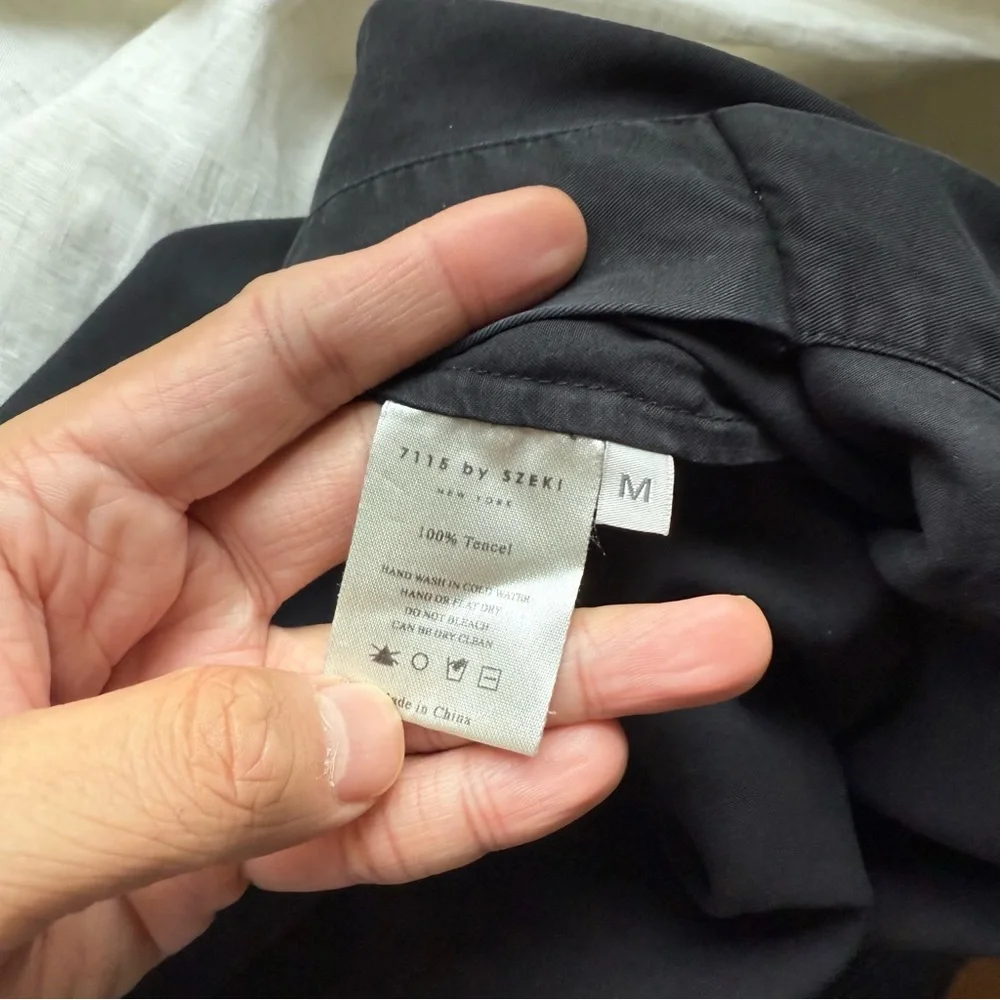 7115 BY SZEKI black tencel sleeveless v neck cropped slim leg‎ jumpsuit
